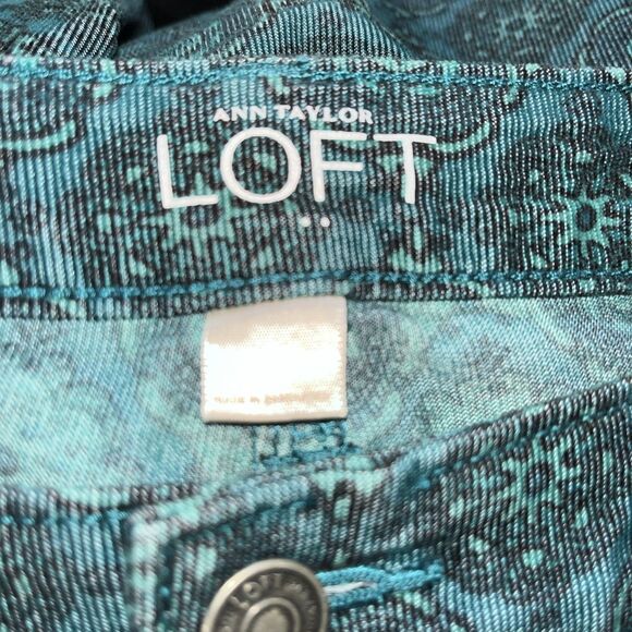 Ann taylor Loft Modern Skinny Green Print Corduroy Pants Size 8 - Picture 7 of 7